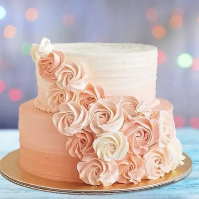 Two Tier Wedding Cream Cake