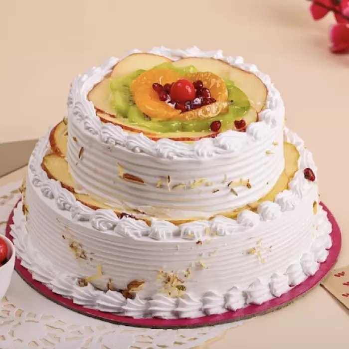 Two Tier Vanilla Fruit Cake