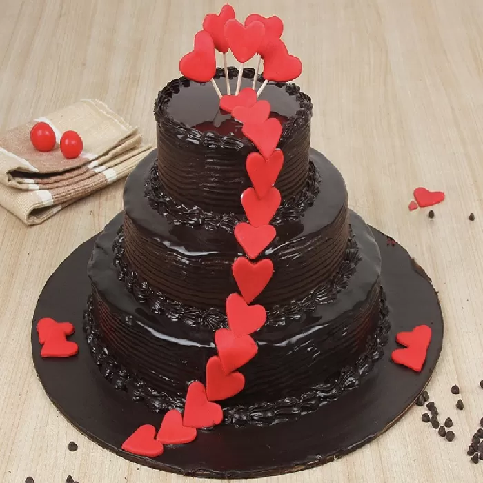 Hearts shape 3 Tier wedding Cake