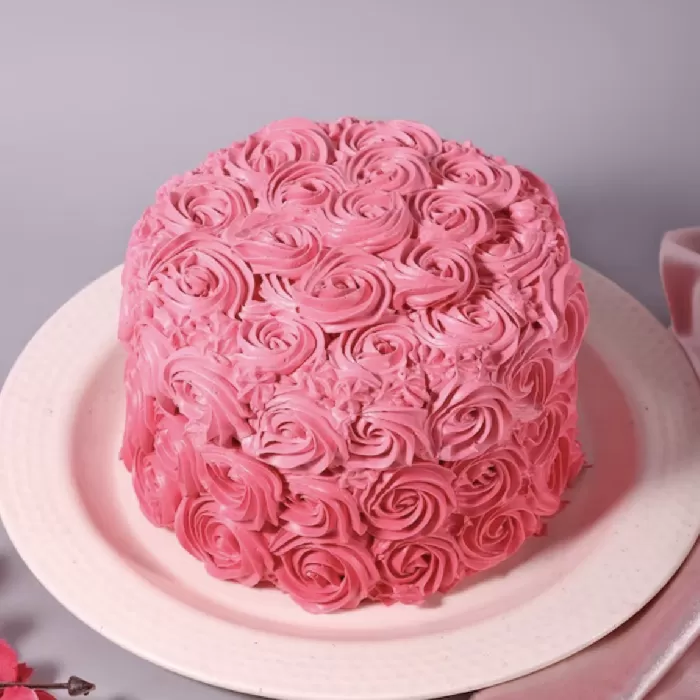 Pink Rose Vanilla Cake