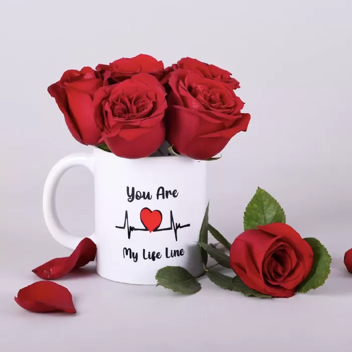Red Roses With Love Mug - Combo