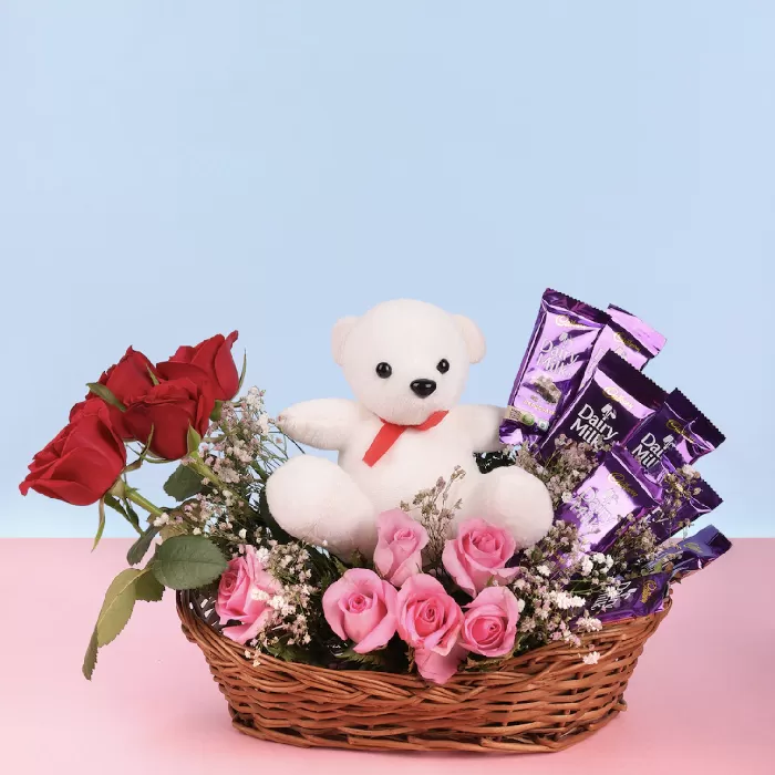 Rose With Teddy & Chocolate combo