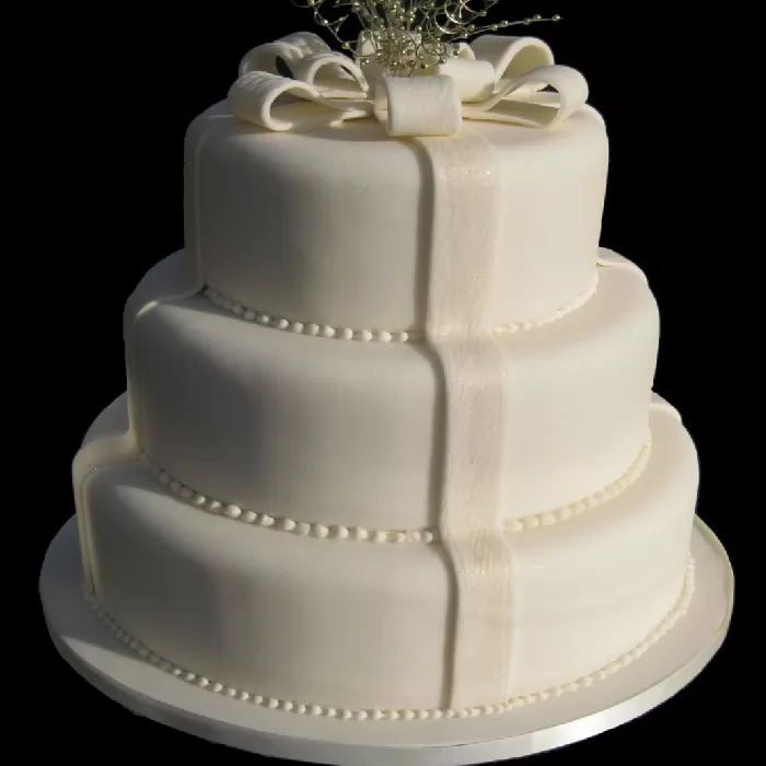 White Fondant 3 Tier wedding cake